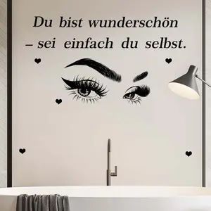1Pcs 30x90cm German Quote Girl Eyes Matte Wall Sticker Self-Adhesive Wall Art Stickers Decal Sticker for Living Room Hallway Home Decoration