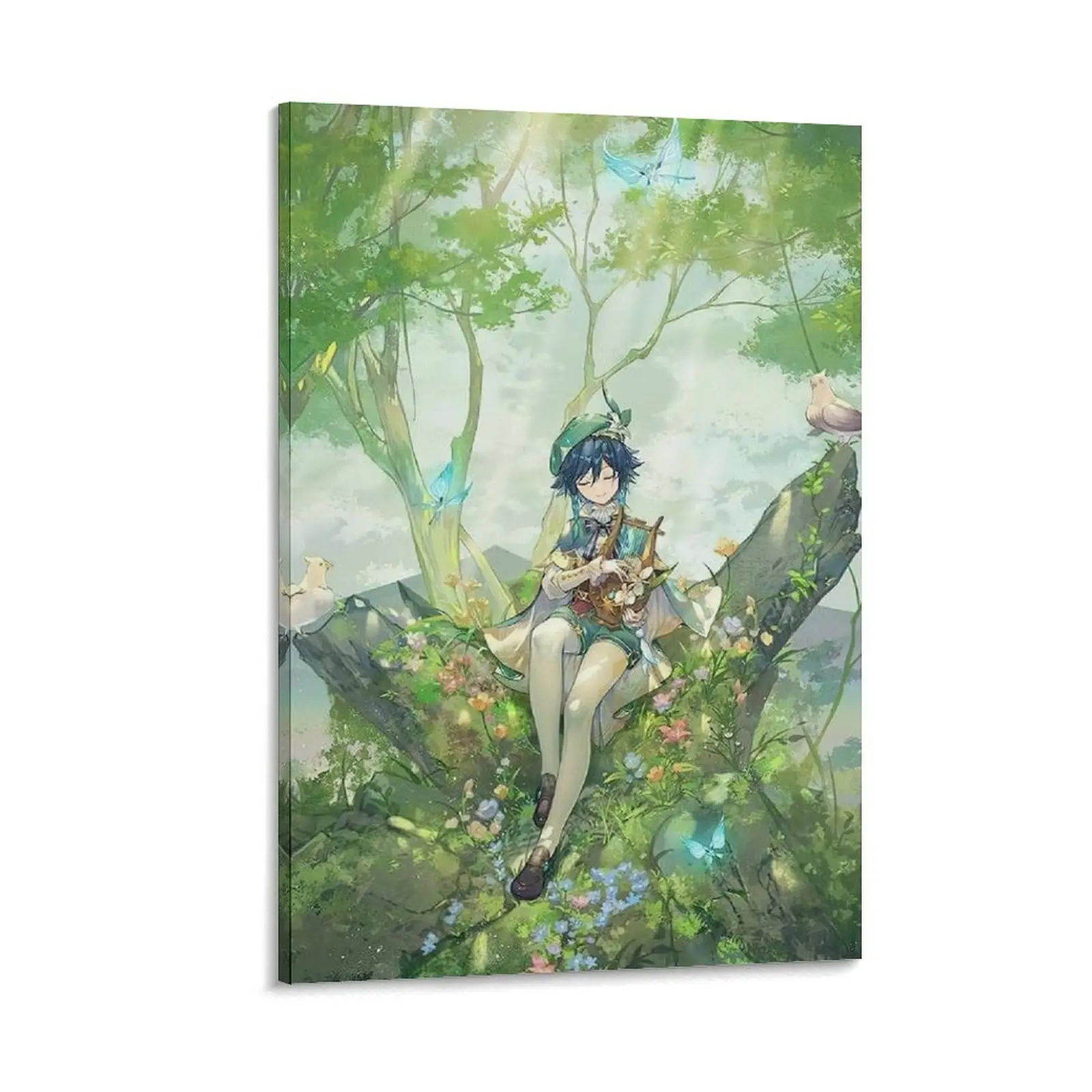 Genshins Impact Venti Anime Poster, Canvas Print for Bedroom, Office, And Landscape Room Decor,Aesthetic Wall Art. Poster Canvas Wall Art For Bedroom Decor Bar Office Room Decor Gift