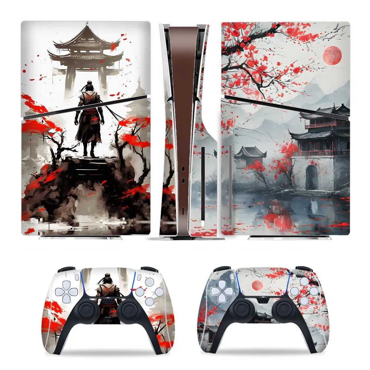 Ninja Warrior Pattern Anime Design Game Console Sticker, Decorative Decal, 1 Set Waterproof Stickers Self Adhesive Console Sticker, Decorative Console Protector for PS5 Slim