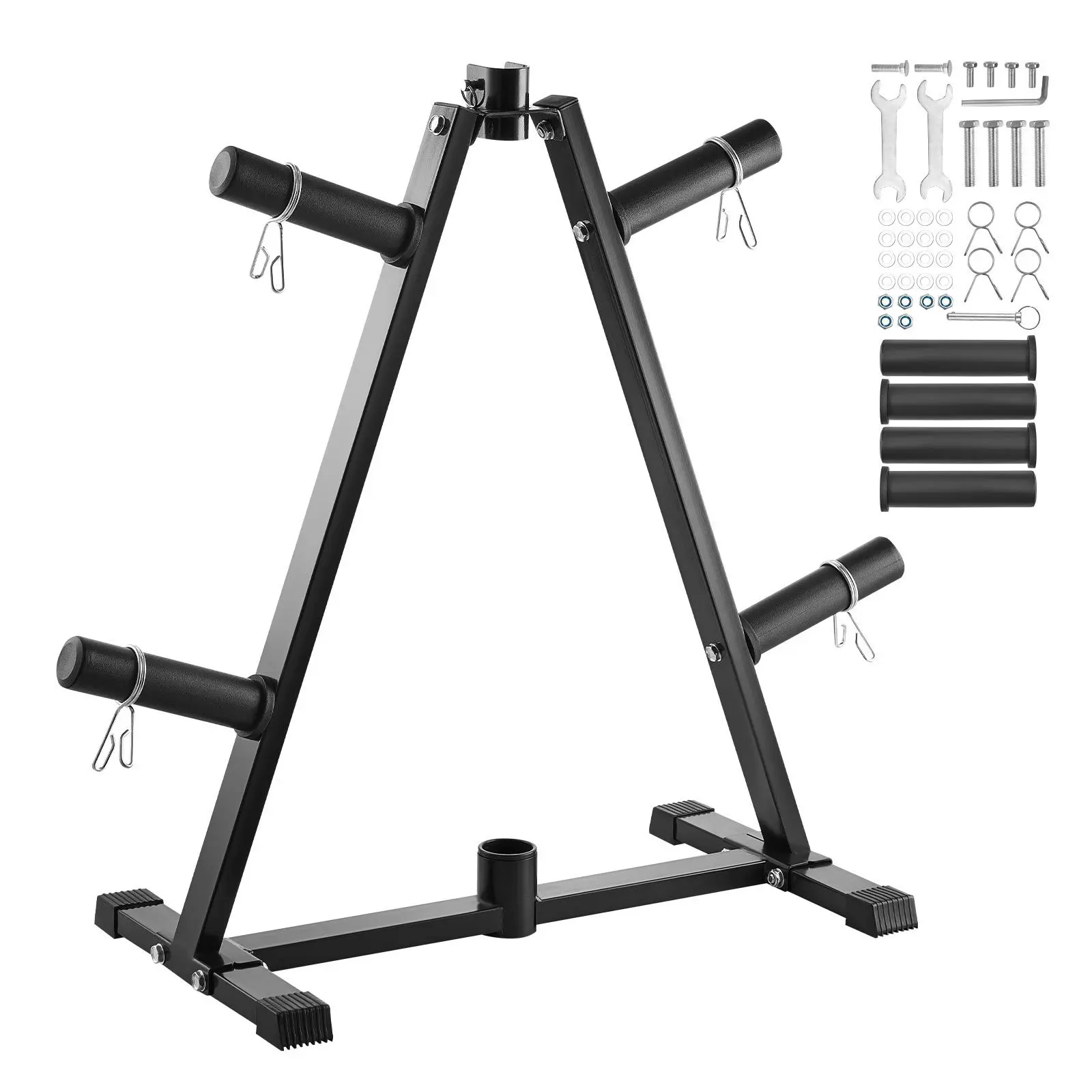 VEVOR Weight Plate Rack, A Frame Weight Plate Tree for 2-Inch Weight Plates, Standard Weight Plate Tree, 300 lbs Load Capacity Weight Storage Holder, Home Gym Barbell Rack Storage Stand, Black