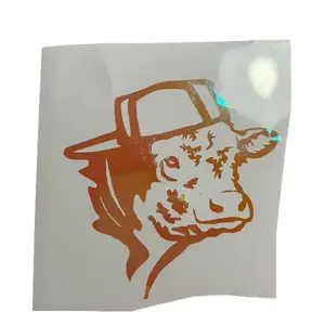 Cow with a backwards hat decal