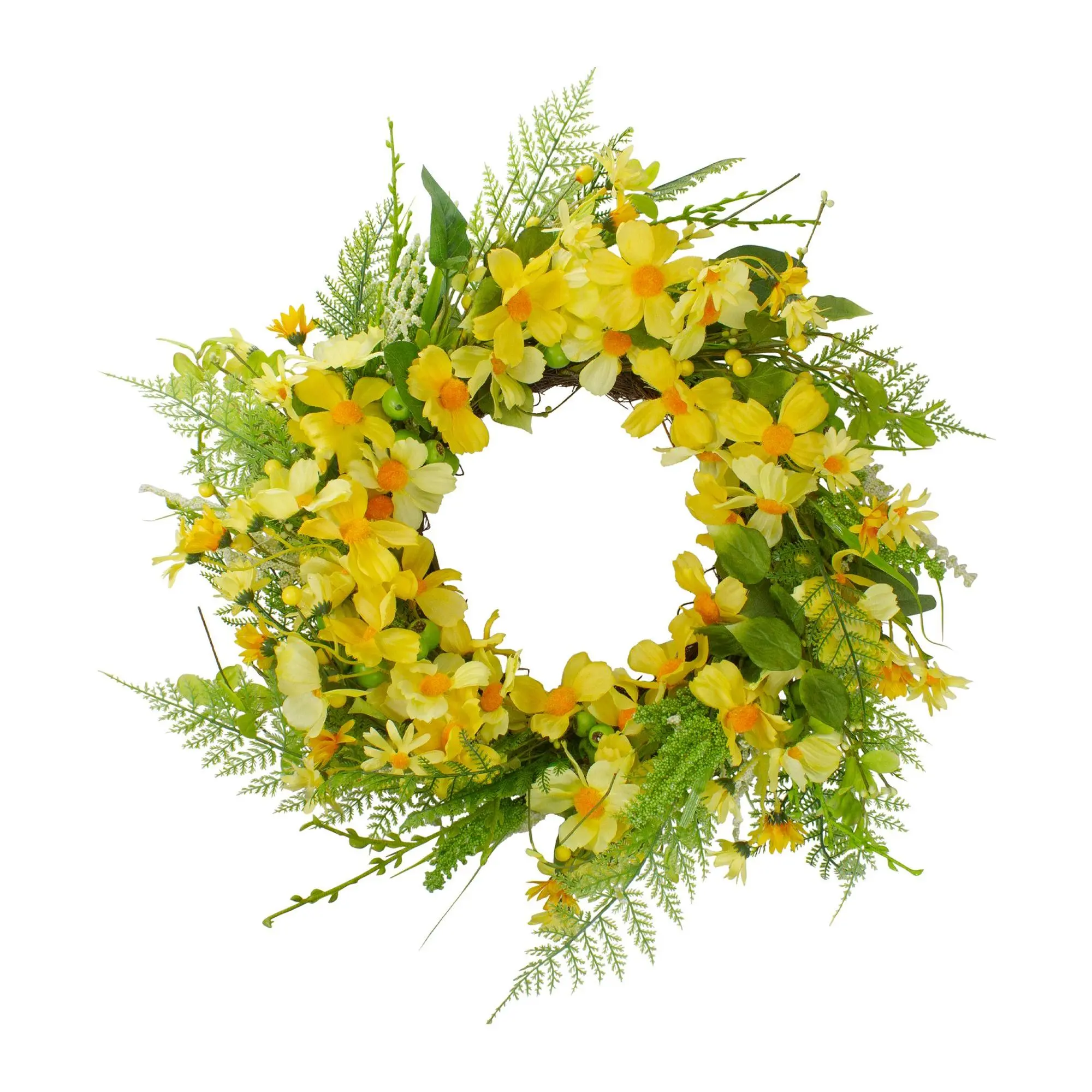 Northlight Daisy & Berry Floral Spring Wreath Yellow and Green