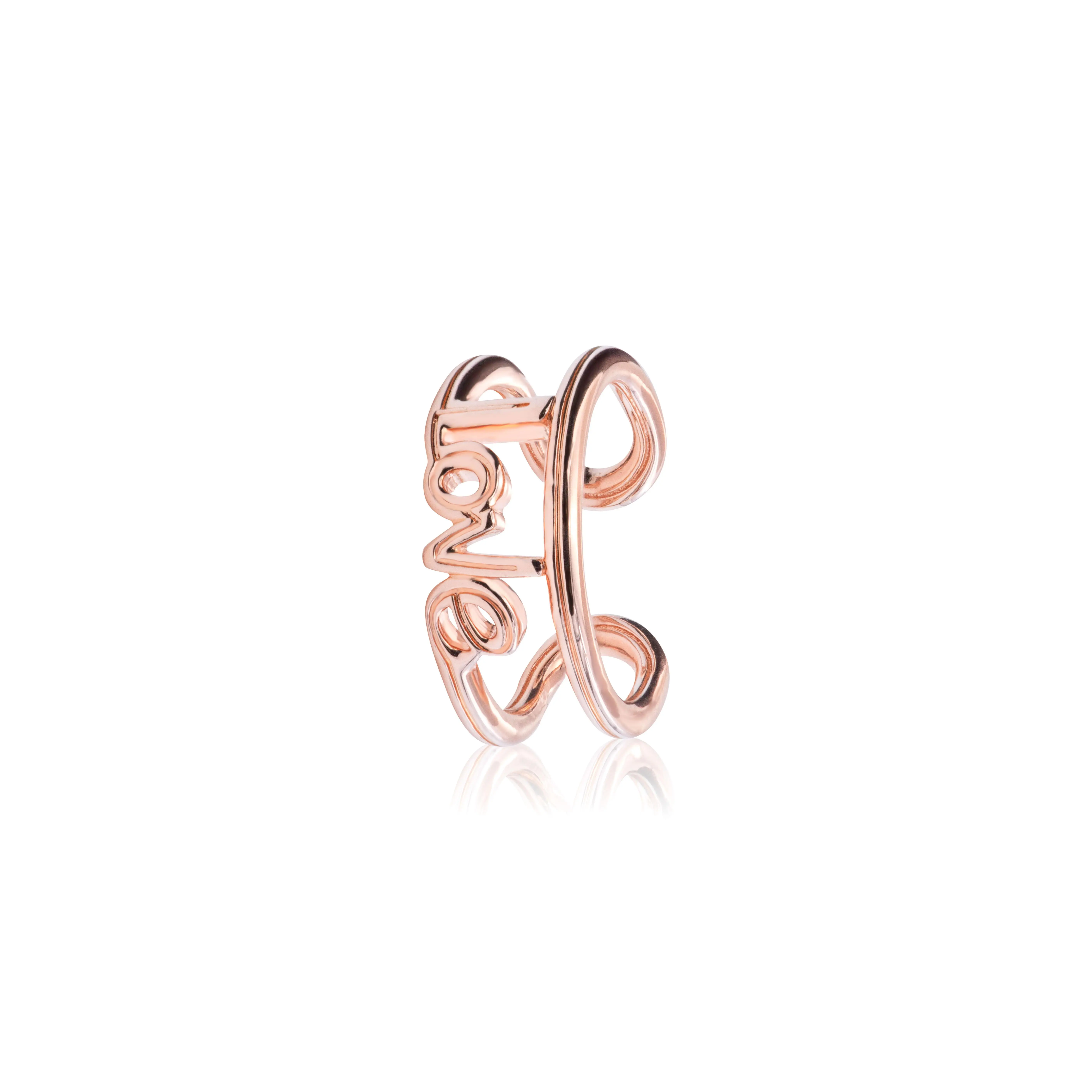 Pandora ME Love Open Silver Statement Ring, Hand-Finished Continuous Line Design, 180077C00-48, Ideal for Everyday Wear