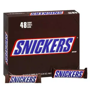 Snickers Singles Size Bar 48 ct - Rich Milk Chocolate with Roasted Peanuts, Smooth Caramel, Creamy Nougat, Sweet & Satisfying Snack Sugar Bonbon