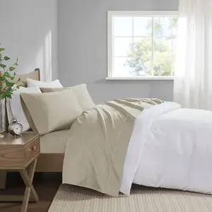 360 stand California King Size Pima Cotton Sheet Set - 600 Thread Count Sateen Weave, Soft Breathable Durable Sheets, 108x102x0.13 in Sand, Decorative, Machine Washable, Decorative Bedsheet Sets