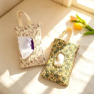 Hanging Floral Wet Wipes Bag - Beige All Over PrintTextured Pattern Lightweight Portable Tissue & DiaperOrganizer for Strollers Travel Friendly Storage Pouch for DailyUse