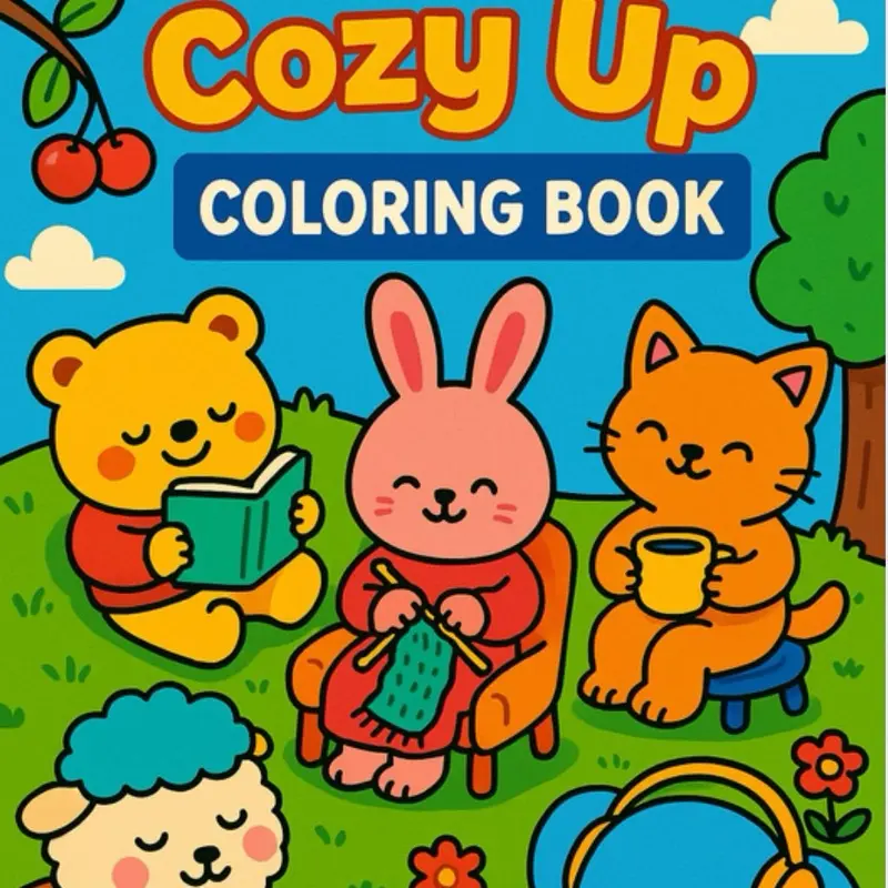 Cozy Up Coloring Book for All Ages Featuring Cute Animals Relaxing with Adorable Bear Rabbit & Cat Designs