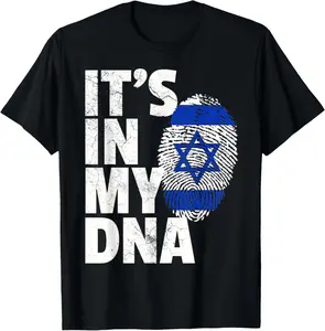 100%cotton IT'S IN MY DNA Israeli Israel Flag National Pride Roots Gift T-Shirt
