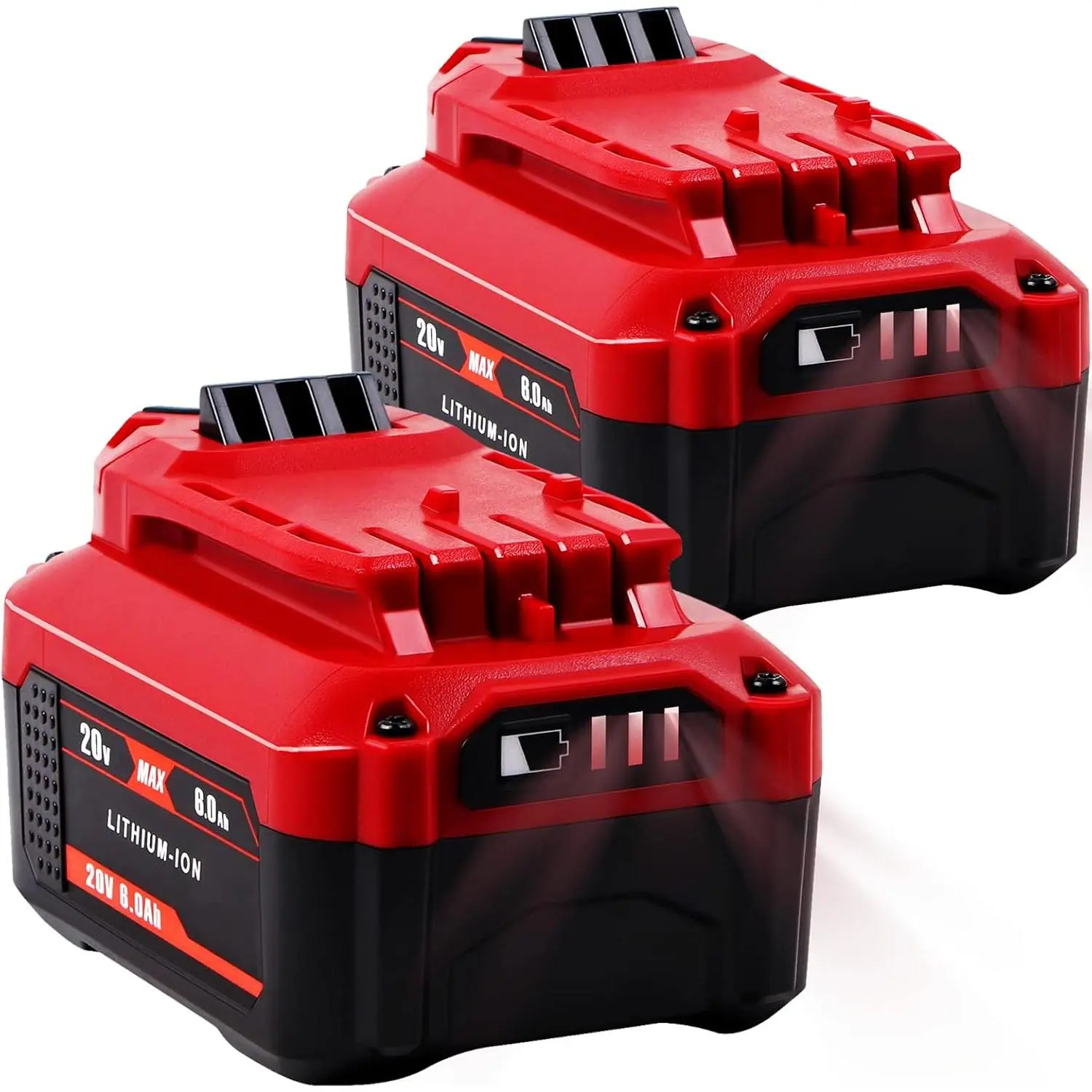 Upgrade 20V V20 Series Lithium Ion Replacement Battery for Craftsman (1Pack/2Pack, ABS+PC Shell), 6.0Ah High Capacity, Crash & High Temperature Resistant, Compatible with CMCB204, CMCB202, CMCB201, CMCD700C1, CMCS500B & All V20 Cordless Tools, Batteries