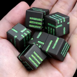 16mm Durable Heavy Glitter Green Line Metal D6 Polyhedral Dice Set with Box - 6 Unique Dice for DND, RPG Tabletop Games (Toys & Hobbies, Games & Puzzles)