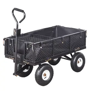LEADALLWAY Heavy Duty Steel Garden Cart Large Size with Liner and Iron Frame,Steel Frame Dump Cart with Removable Sides,660lbs Capacity Black
