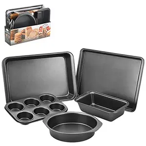 5pc Carbon Steel Baking Set Nonstick Coating Gray