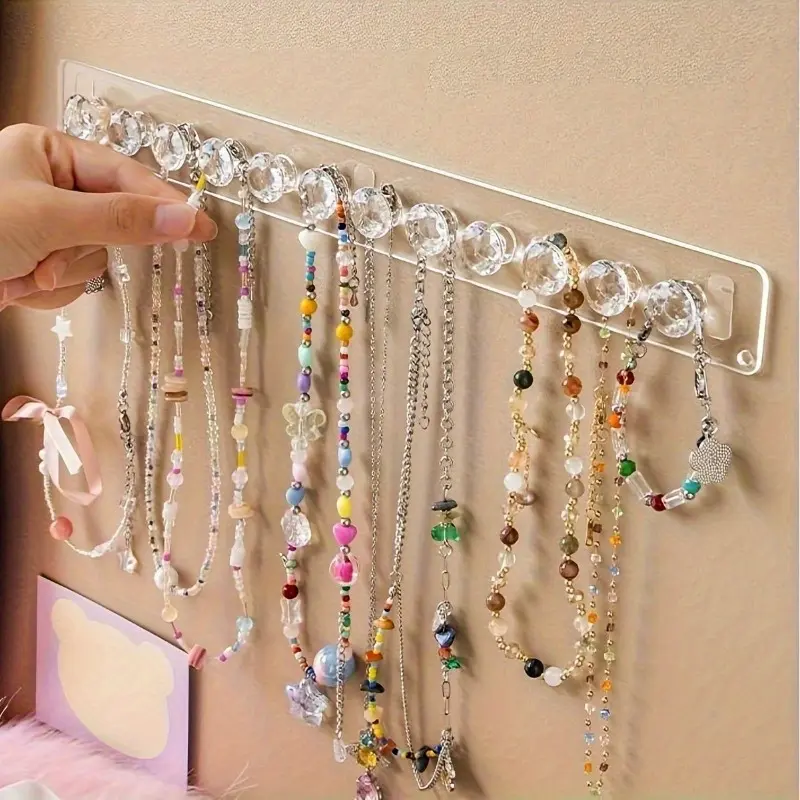 1pc 12 Diamond-Shaped Hooks - Hanger Connector Hooks Wall-Mounted Jewelry Organizer, Perfect Gift for Women and Girls