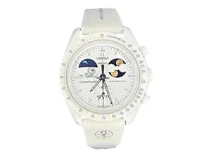 Swatch x Omega Bioceramic Mission To Earthphase Moonshine Gold "Cold Moon" SO33W701L, from StockX