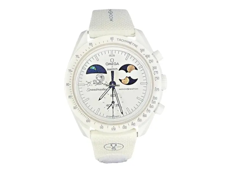 Swatch x Omega Bioceramic Mission To Earthphase Moonshine Gold "Cold Moon" SO33W701L, from StockX