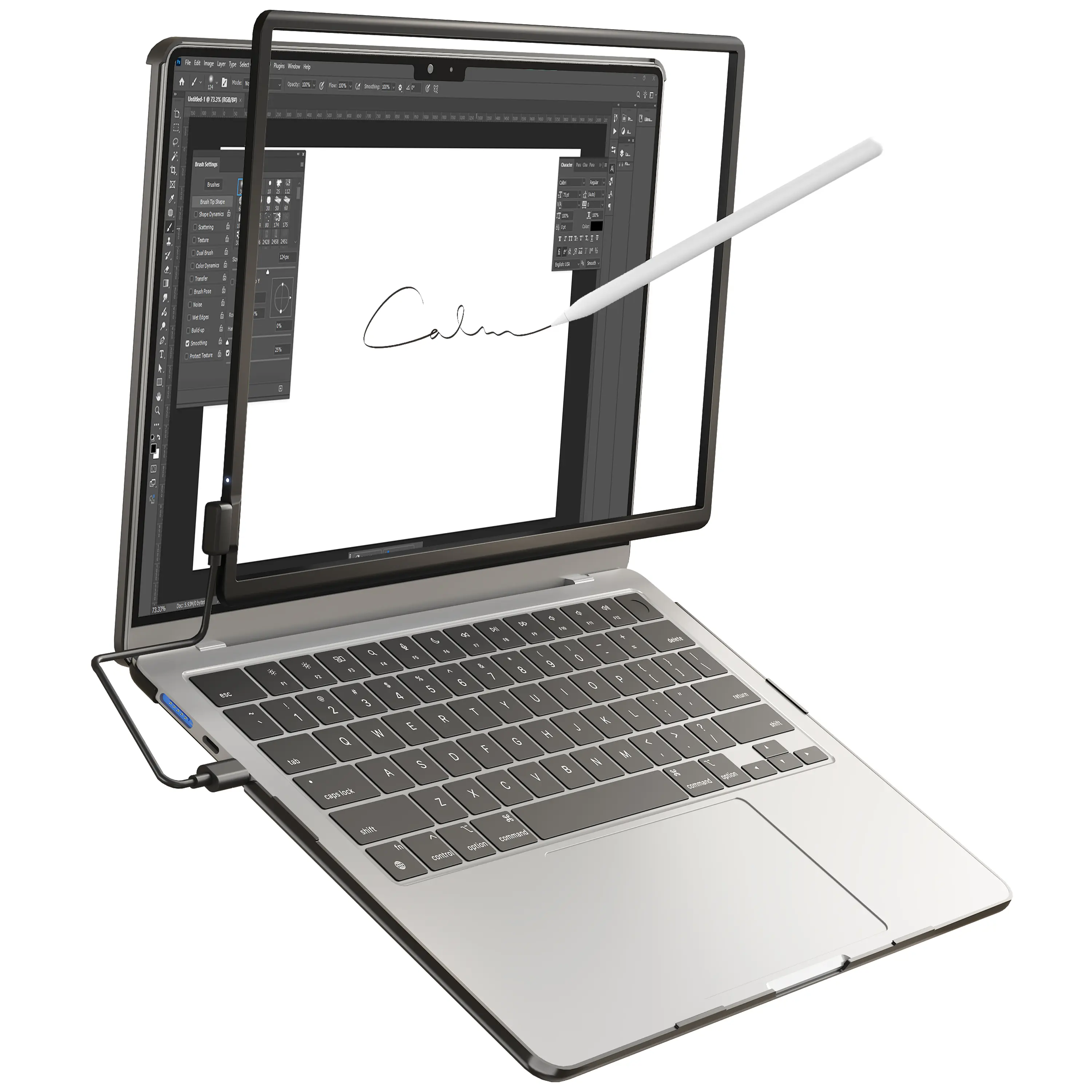 Magnetic Touchscreen Frame for MacBook Air 15 Inch, High-Precision Infrared Touchpad Support Multi-Gesture, Driver-Free Plug & Play Touch Screen Trackpad, Includes Protective Hard case, Passive Stylus