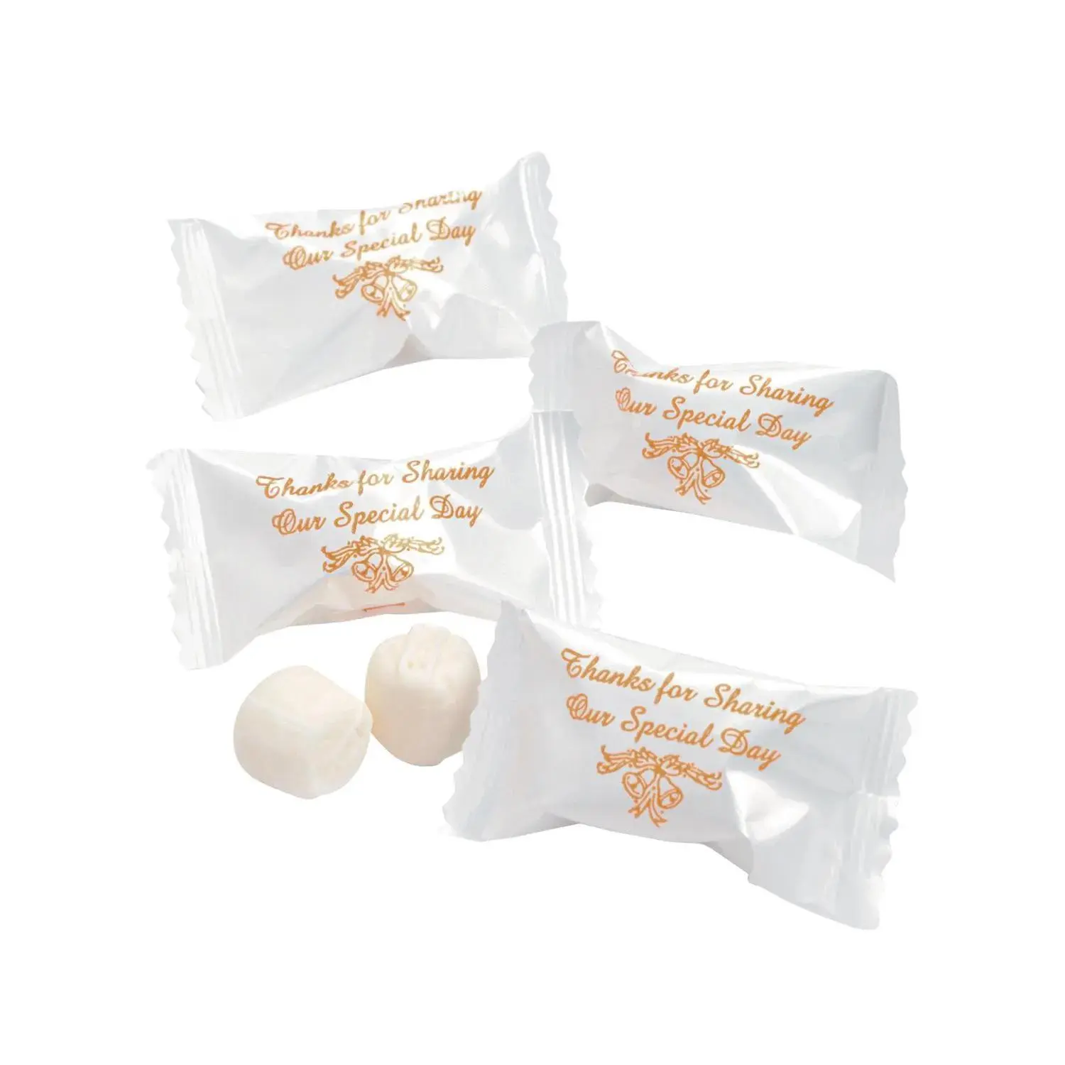 2 1/4" 14 oz. Wedding Thank You Gold-Wrapped Buttermints - 108 Pc.