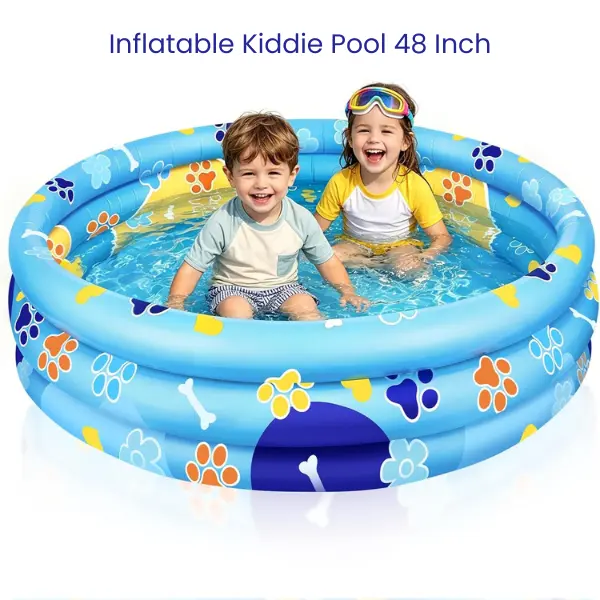 Inflatable Kiddie Pool 48 Inch, Baby Toddler Blow Up Swimming Pool, Backyard Splash Play Ball Pit Summer Gift