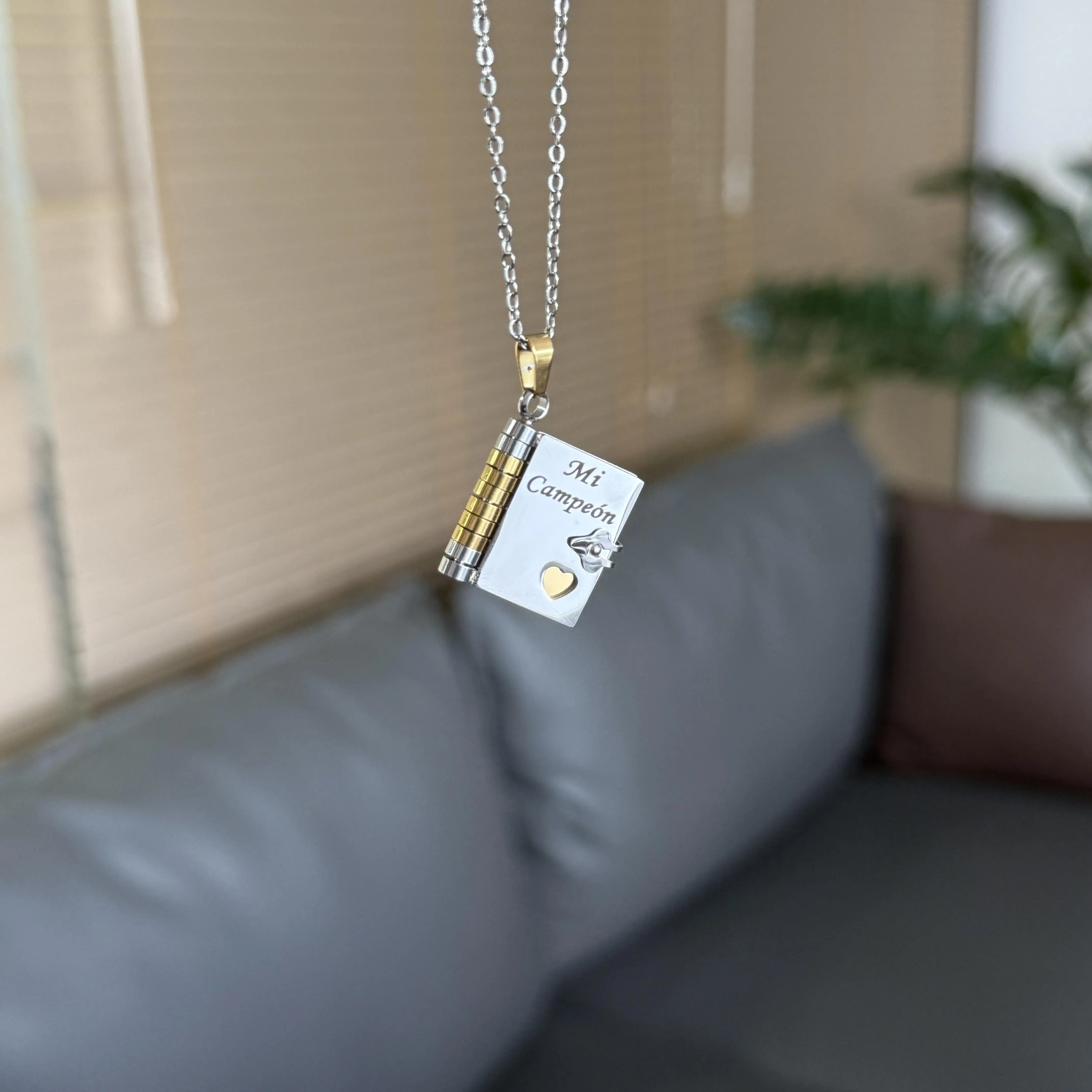 Love Book Necklace for Daughter or Son My Campeón Engraved Necklace Meaningful Gift for Kids Heartfelt Accessory