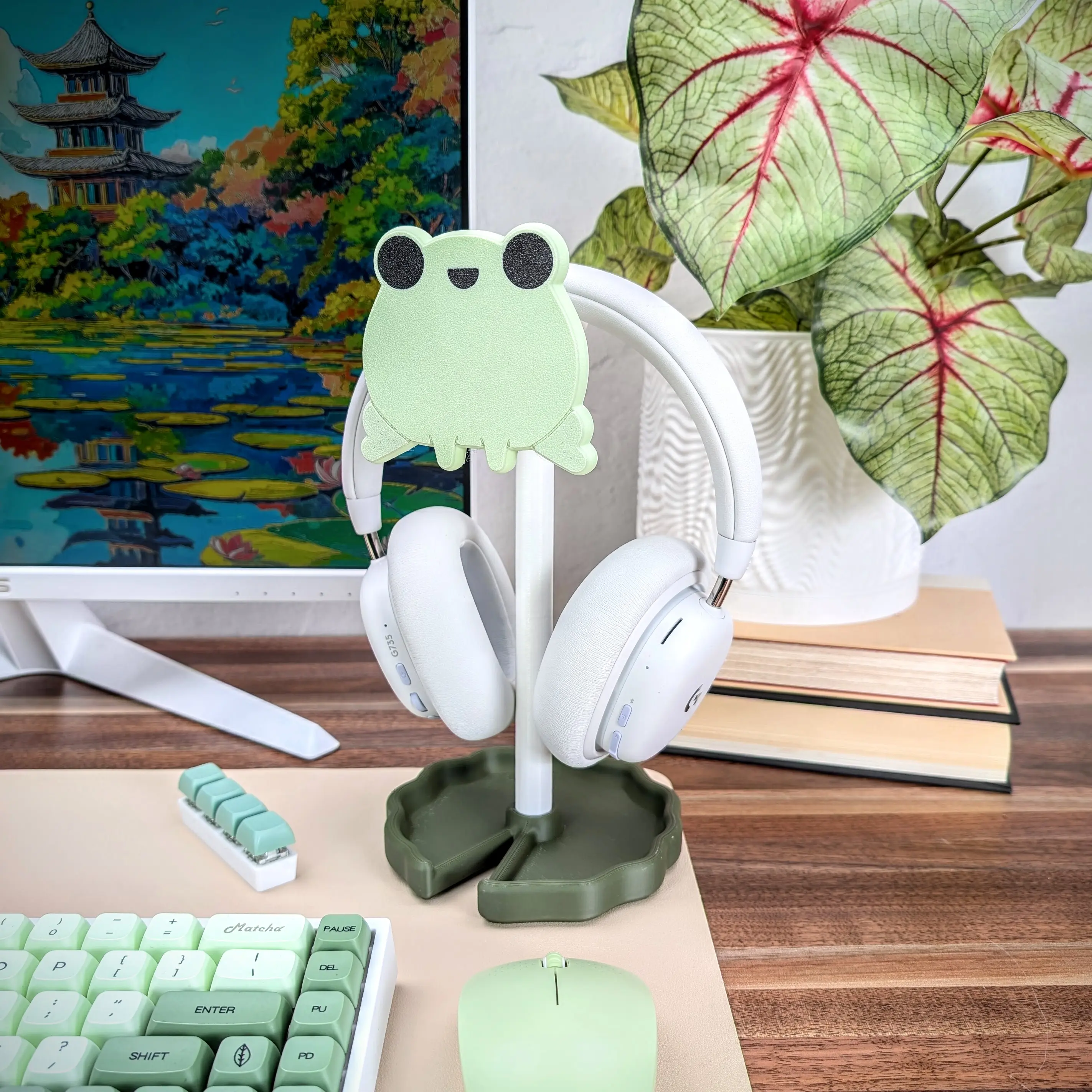 Hoppy Frog Headphone Stand | Cute Headset Holder | Wall Mountable Headset Hanger | Kawaii Gaming Setup