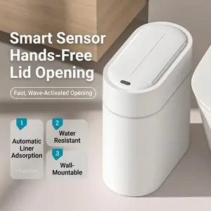 ZENSWIPE smart Induction Trash Can Household 2026 New Model Living Room Automatic Bathroom Toilet Wall-Mounted Narrow Gap with Lid Electric