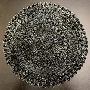 The Midnight Wave Braided Abaca Charger Plate - Charcoal