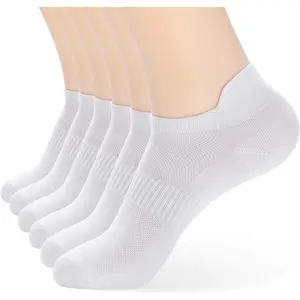 Unisex Low-Cut No-Show Ankle Socks, Thin Athletic Running Socks with Heel Tab, 6 Pairs (3 White+3 Black), 6 Pairs 3White+3Black