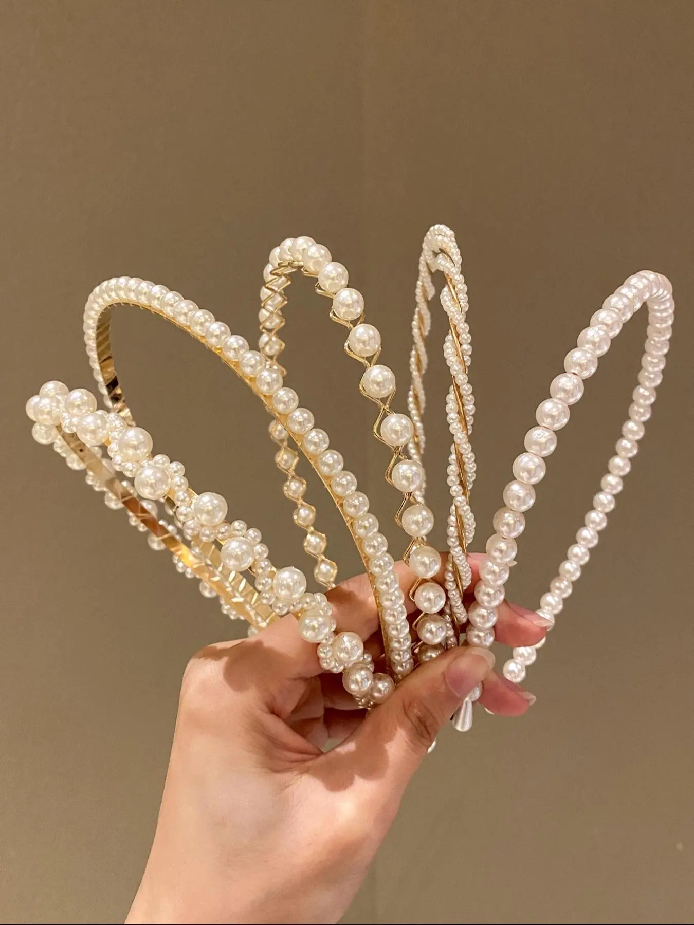 5pcs Faux Pearl Decorated Headband, 5pcs Temperament Elegant Bridal Headbands for Women & Girls, Fashion Hair Accessories Headwear for Party, Daily Clothing Decor