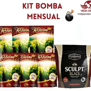 Vida Divina Kit Bomba Mensual Te Divina & Sculpt Black Coffee 6 Pack Divina Tea 1 Sculpt Black Coffee Bag Monthly Supplement Beverage
