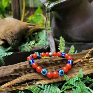 Turquoise, Carnelian, or Rose Quartz Evil Eye Protection Bracelet