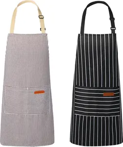Unisex Adjustable Neck Strap Kitchen Aprons (2 Pack) - Comfortable, Lightweight, with 2 Pockets, for Cooking, Cleaning, Ideal Hand Gift for Men and Women, With Pocket