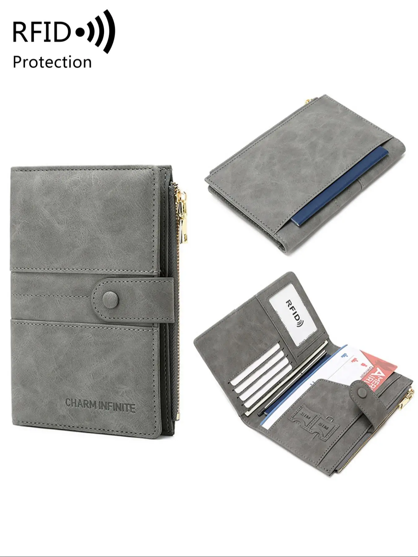 Simple Letter Pattern Passport Case, Pu Leather Zipper Bifold Passport Holder, Casual Versatile Travel Document Holder for Men & Women