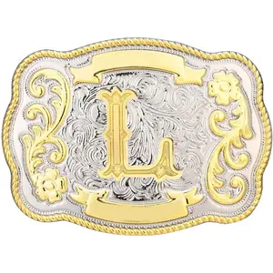 valentines gifts Belt Buckle Men Western Cowboy Cowgirl Rodeo Vintage Initial Letter ABCDMRJ to Z Belt Buckles for Women