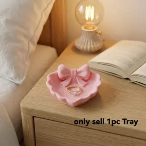 NEW 1PC Heart-Shaped 3D-Printed Jewelry Tray With A Pink Bow, Perfect For Placing On A Dressing Table Or Office Desk,As a Perfect Gift for Birthday day,Monther's Day,Valentine's Day