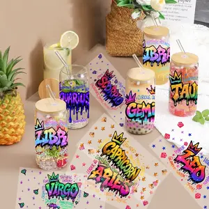 Pretty 12 Zodiac UV DTF 16oz Cup Stickers for DIY Craft