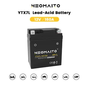 Lead-Acid Battery YTX7L-BS, 12V 7Ah, 10HR, 160 CCA, 6MF7L Maintenance-Free Power, for AGM Motorcycle Battery, Motorcycles 110–250 CC, ATVs 110–250 CC