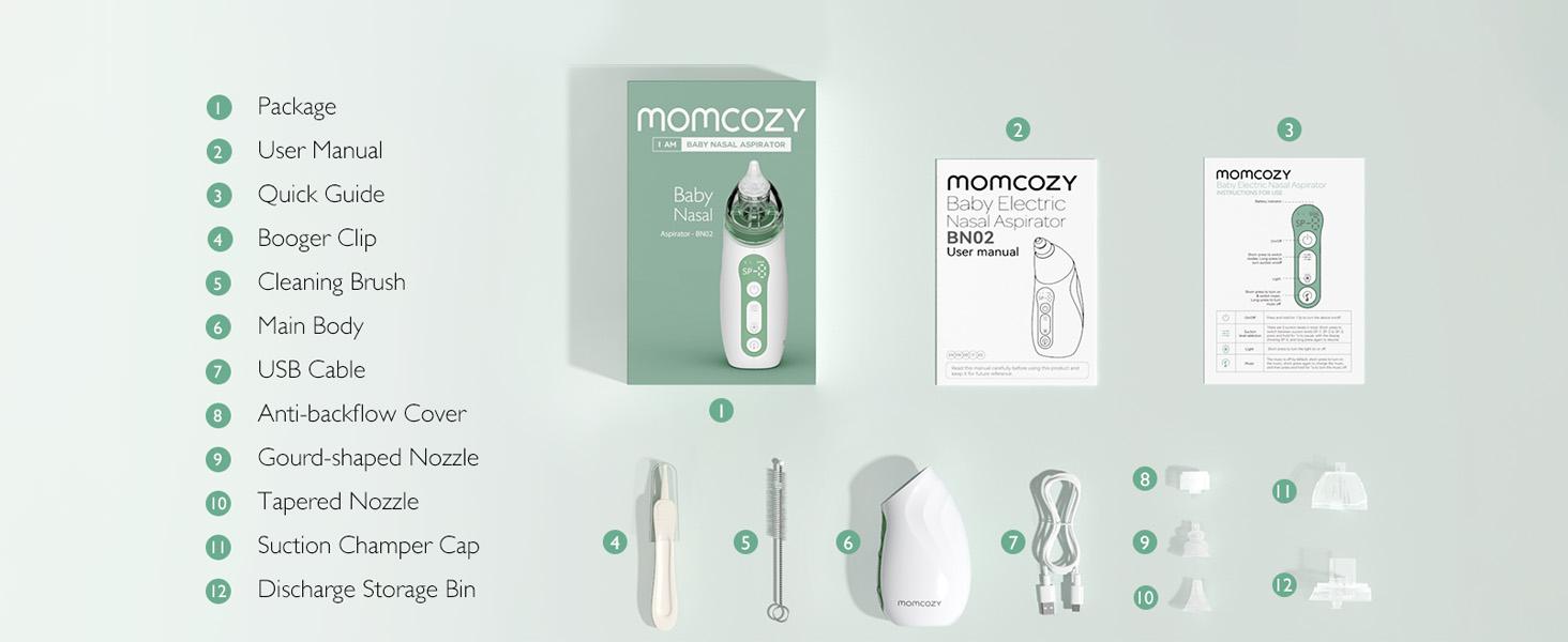 Momcozy Baby Nasal Aspirator, 3 Suction Levels Electric Nasal Aspirator for Baby, Portable Baby Nose Aspirator with Light Soothing and Music