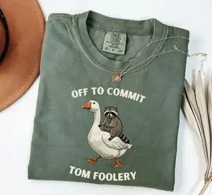 [Sale Up To 50%] Comfort Colors Off to commit tom foolery Funny Raccoon Shirt, Graphic Raccoon Shirt, Raccoon Meme Shirt, Cozy Raccoon Shirt, Meme Tshirt