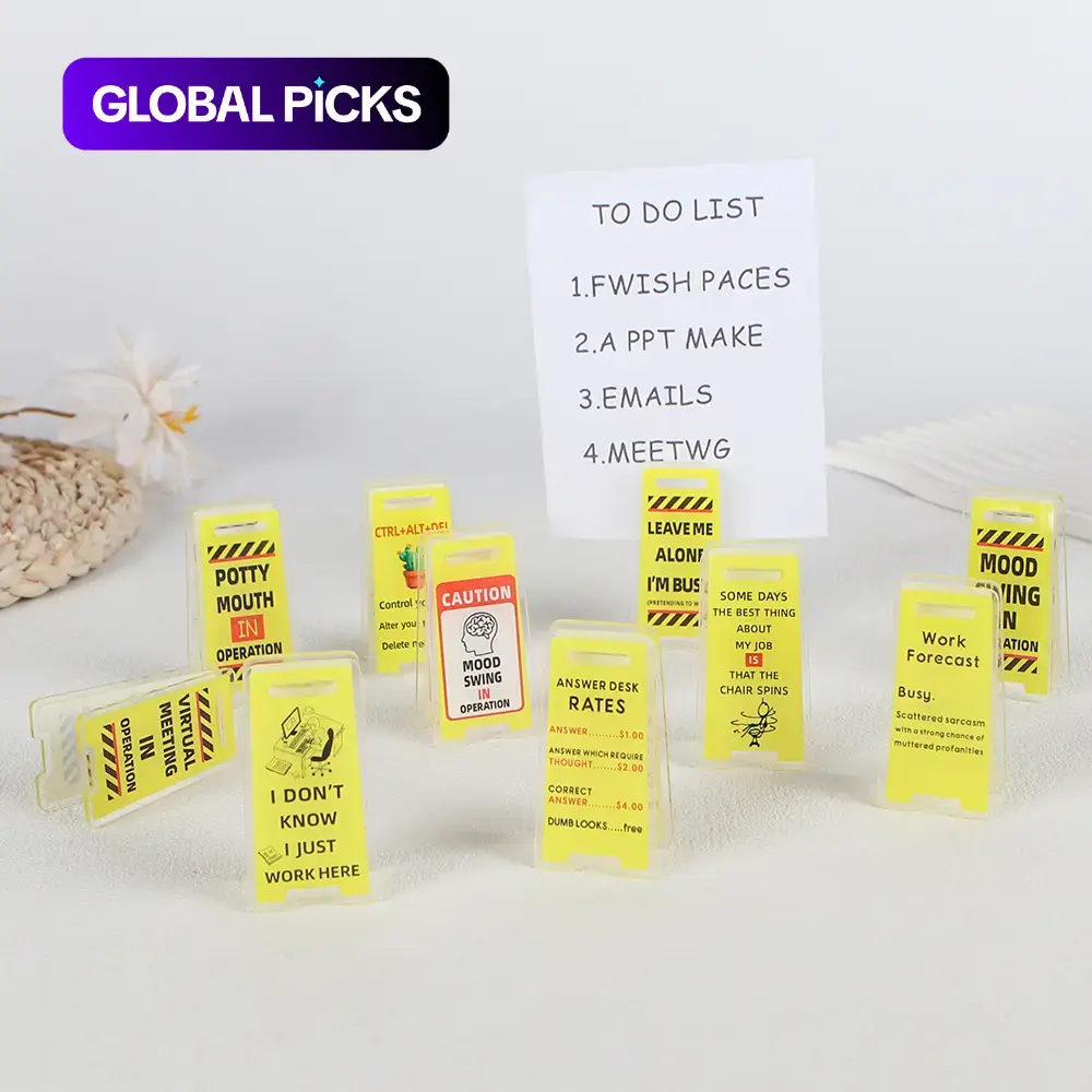 10Pcs/Set Funny Acrylic Desktop Warning Sign with Multifunctional Note Clips, Office Home Decoration, Ideal Gift for Friends & Colleagues, Office Supplies, Acrylic Plaque Sign #GLOBAL PICKS