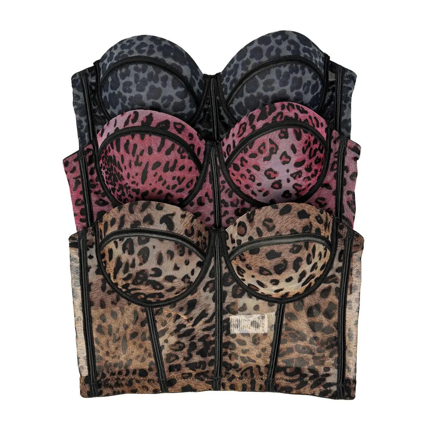 Women's Leopard Print Corset Top, Sexy Sleeveless Bustier with Fishbone Boning, Summer Party Clubwear for Lady