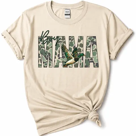 Boy Mama Camo Ducks Hunting Crewneck Shirt, Camo Mama Tee, Mallard Ducks Mama Hunting Camo Tee