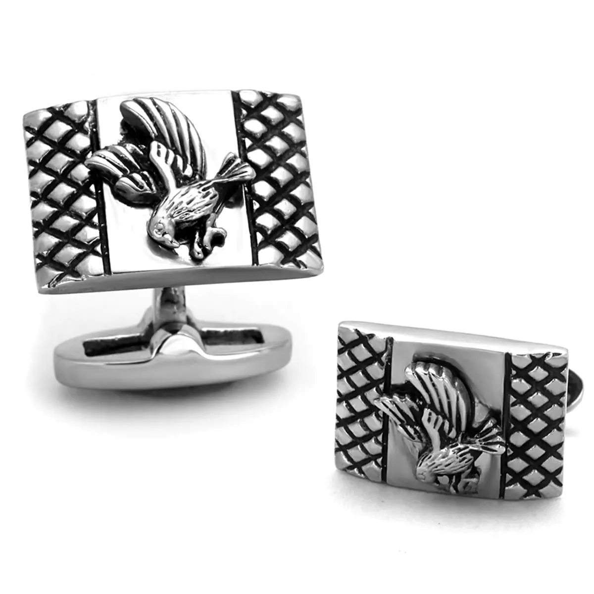 Men's High Polished Stainless Steel Cufflinks for Formal Wear, Polished Finish, Stone-Free Fashion Accessory