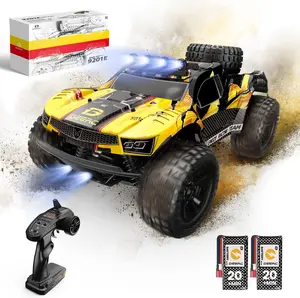 DEERC 9201E 1:10 Large Remote Control Truck with Lights, Fast Short Course RC Car, 48 km/h 4x4 Off-Road Hobby Grade Toy Monster Crawler Electric Vehicle with 2 Rechargeable Batteries