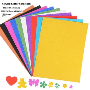 Non-shedding glitter cardstock, adhesive-backed glitter A4 paper, suitable for kindergarten DIY embossing paper