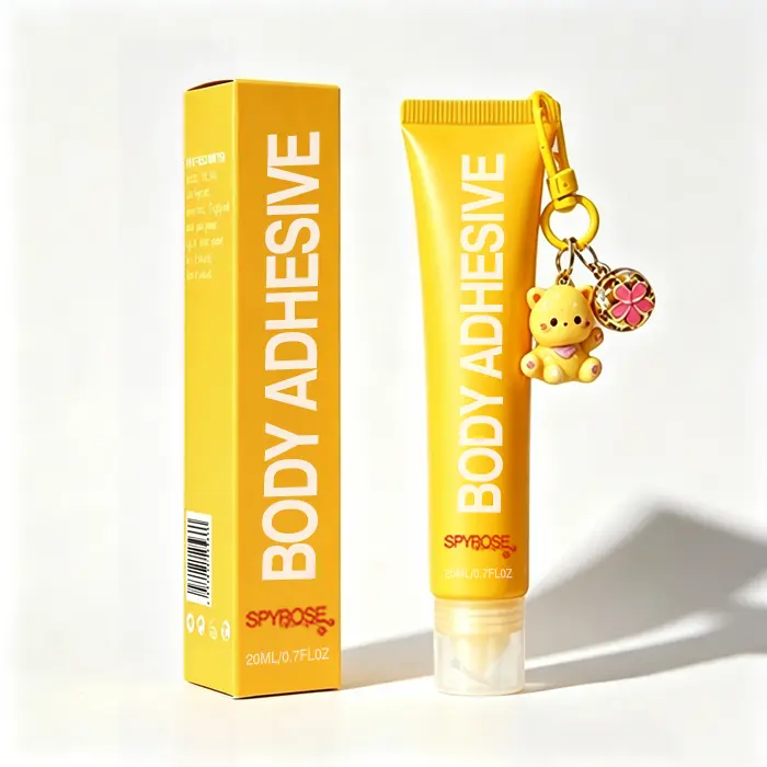 Women's Body Adhesive for Clothes (20ml) – Bra Glue Alternative Medical Grade Skin-Safe Fashion Body Tape for Strapless & Backless Dresses – Long-Lasting Slip-Resistant Invisible Clothing Adhesive with Keychain Portable Design