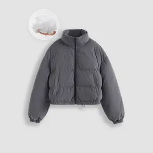 Cider [size 2-10] Corduroy Stand Collar Solid Pocket Puffer Jacket