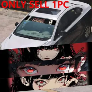 1PC Girl Stare-Kill JDM Car Sticker, Car Decals, Waterproof, Durable, Suitable for Cars, Trucks, SUVs, Creative Decoration for Front Windshields and Rear Bumpers, Compatible with Smooth Metallic Surfaces, Anime Sticker