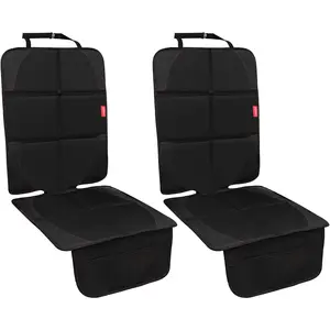 Seat Protector, 2 Pack Carseat Protector with Thick Padding, /Pets for   Seat-Mesh Pockets--Universal Size(Black)