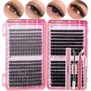 640PCS 20D40D60D80D Cluster Lashes Kit High Capacity Individual Lash Clusters 9-16mm Mixed D Curl Effect Natural Look Wispy Soft And Comfortable False Eyelashes Long-Lasting Individual Lashes Kit With Lash Bond&Seal And Tweezers And Lash Brush