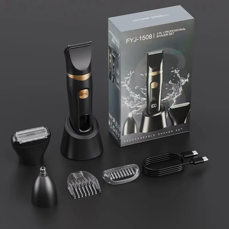 Men's Electric Shaver, USB Rechargeable, Multi-Function Trio, Portable Electric Razor, Beard Trimmer, Hair Clipper, Travel Friendly, Shaver Combo